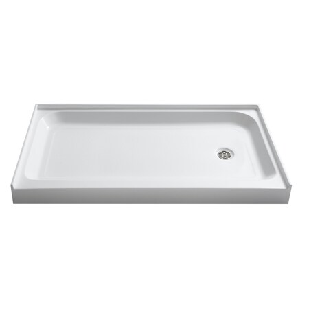Anzzi Tier 36 x 60" Right Drain Single Threshold Shower Base in White SB-AZ04RD